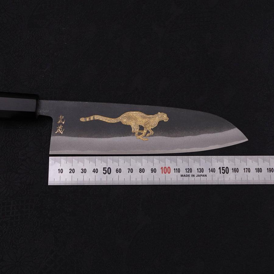 Santoku White Steel #2 Kurouchi Chokin Cheetah Buffalo Ebony Handle 170mm