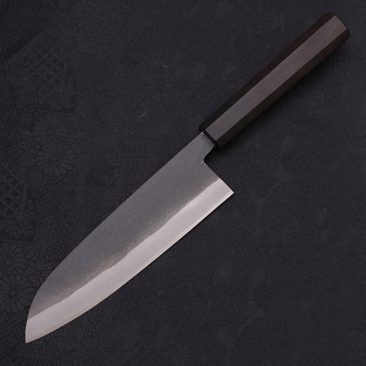 Santoku White Steel #2 Kurouchi Chokin Eagle Buffalo Ebony Handle 170mm