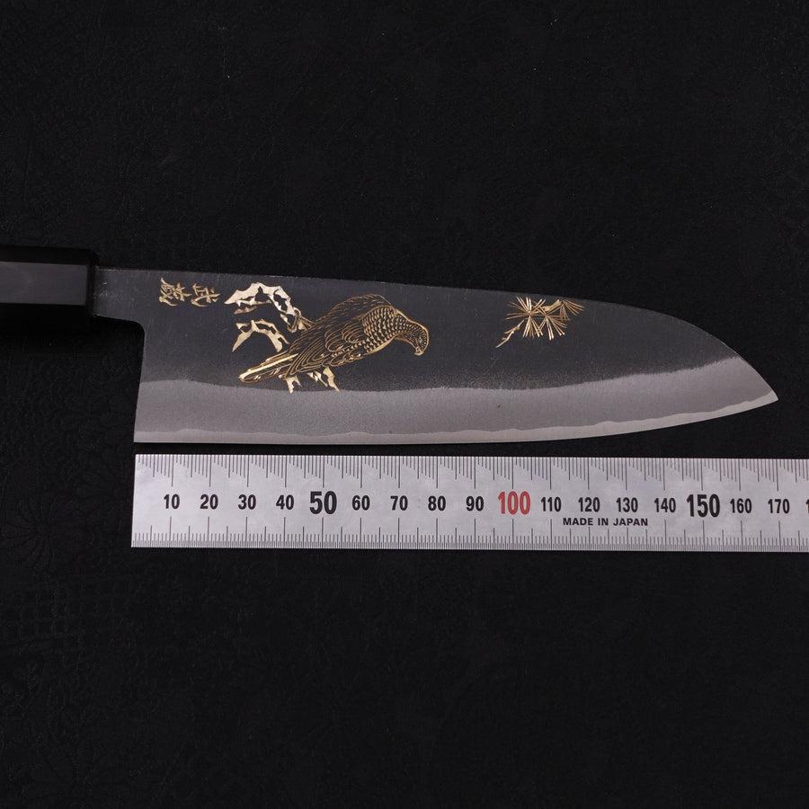 Santoku White Steel #2 Kurouchi Chokin Eagle Buffalo Ebony Handle 170mm