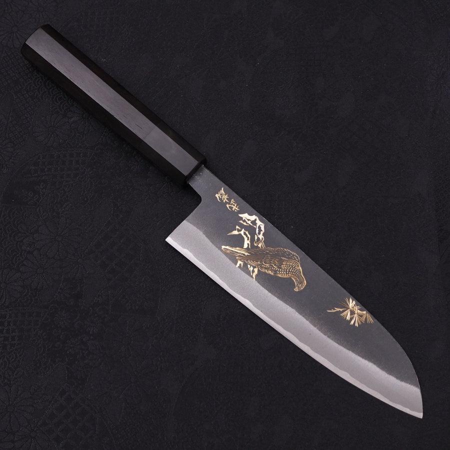 Santoku White Steel #2 Kurouchi Chokin Eagle Buffalo Ebony Handle 170mm