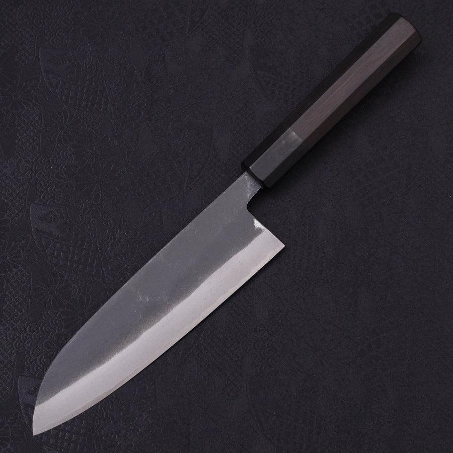 Santoku White Steel #2 Kurouchi Chokin Kappa Frog Buffalo Ebony Handle 170mm