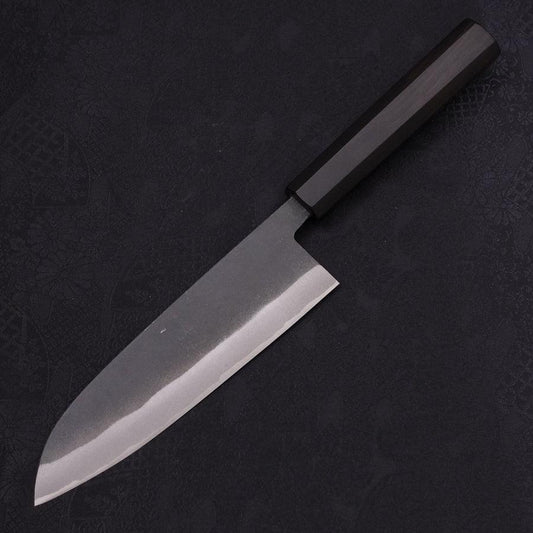 Santoku White Steel #2 Kurouchi Chokin Pagoda Buffalo Ebony Handle 170mm