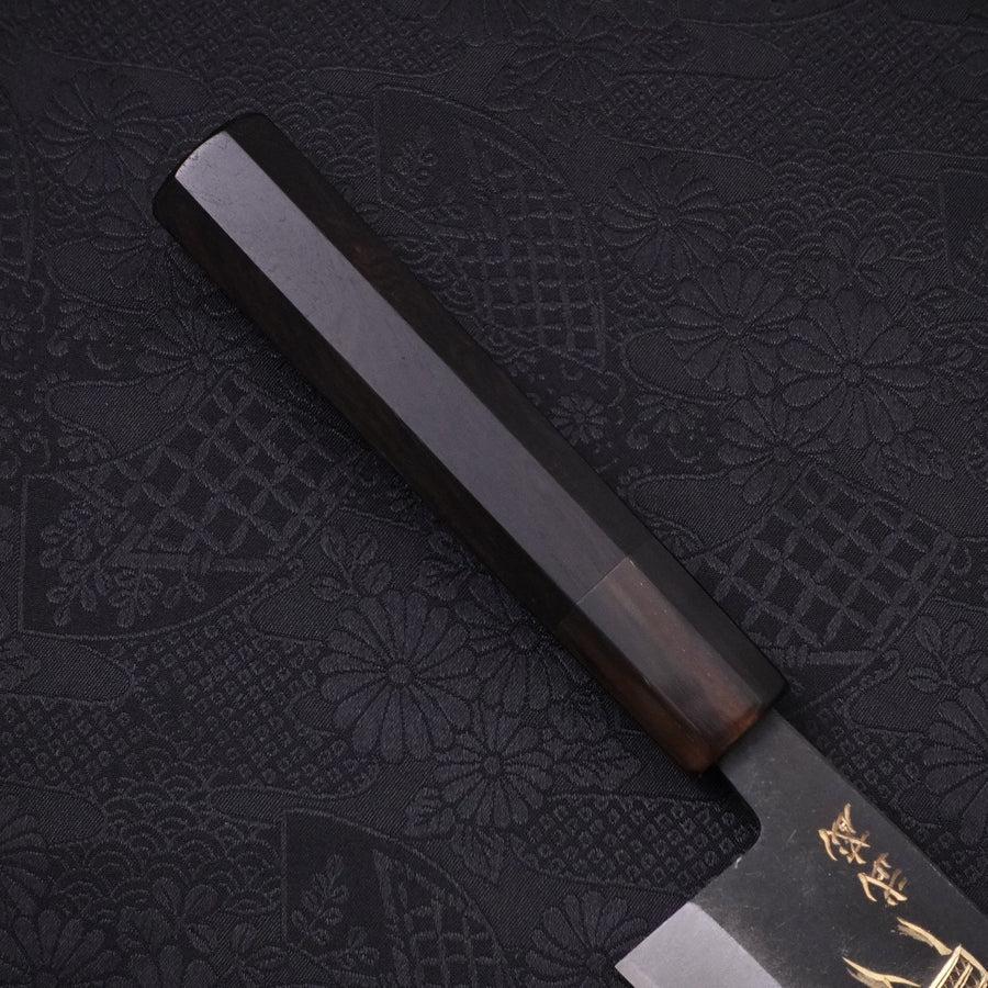 Santoku White Steel #2 Kurouchi Chokin Samurai Full Moon Buffalo Ebony Handle 170mm