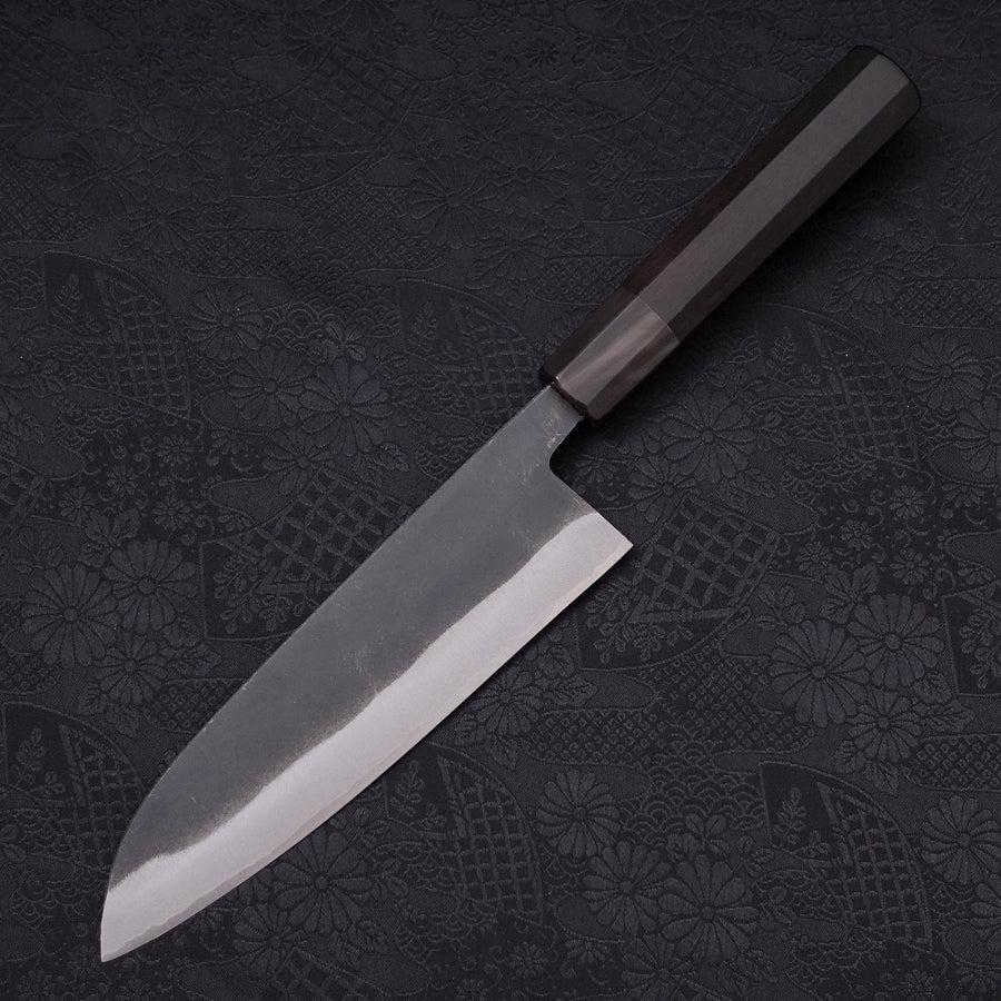 Santoku White Steel #2 Kurouchi Chokin Samurai New Moon Buffalo Ebony Handle 170mm