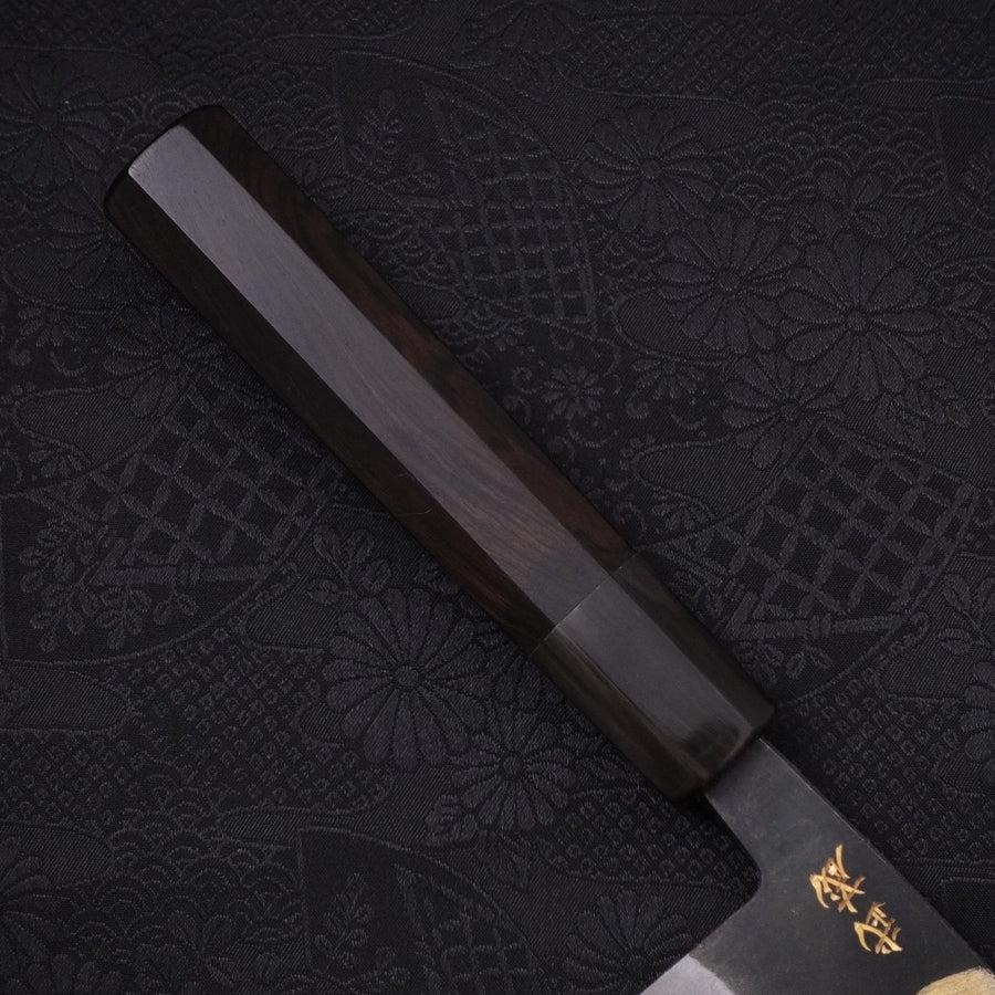 Santoku White Steel #2 Kurouchi Chokin Samurai New Moon Buffalo Ebony Handle 170mm