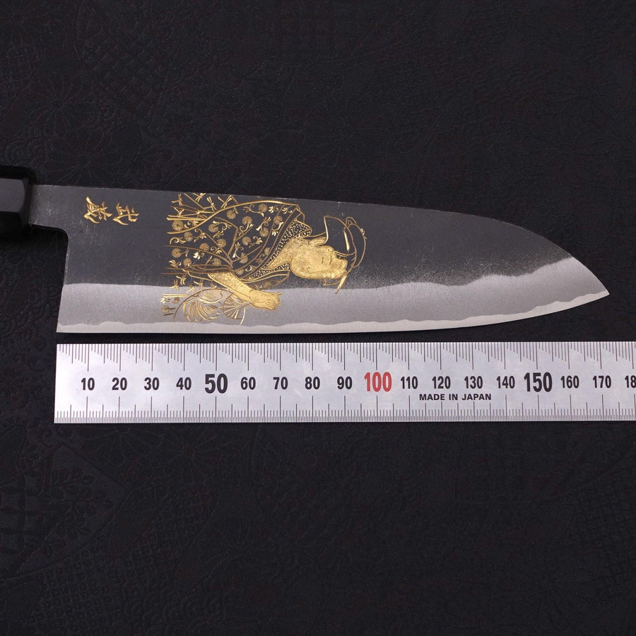 Santoku White Steel #2 Kurouchi Chokin Ukiyo-E Buffalo Ebony Handle 170mm