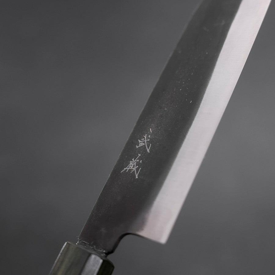 Santoku White Steel #2 Kurouchi Green Urushi Handle 165mm