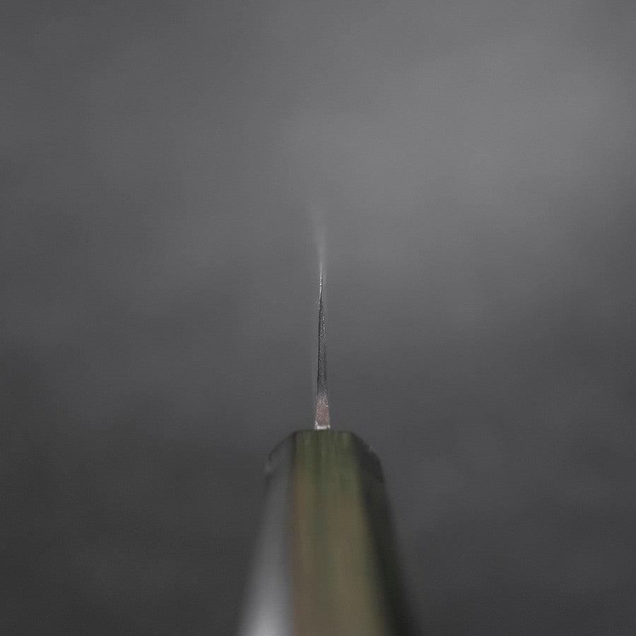 Santoku White Steel #2 Kurouchi Green Urushi Handle 165mm