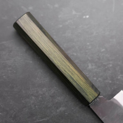 Santoku White Steel #2 Kurouchi Green Urushi Handle 165mm