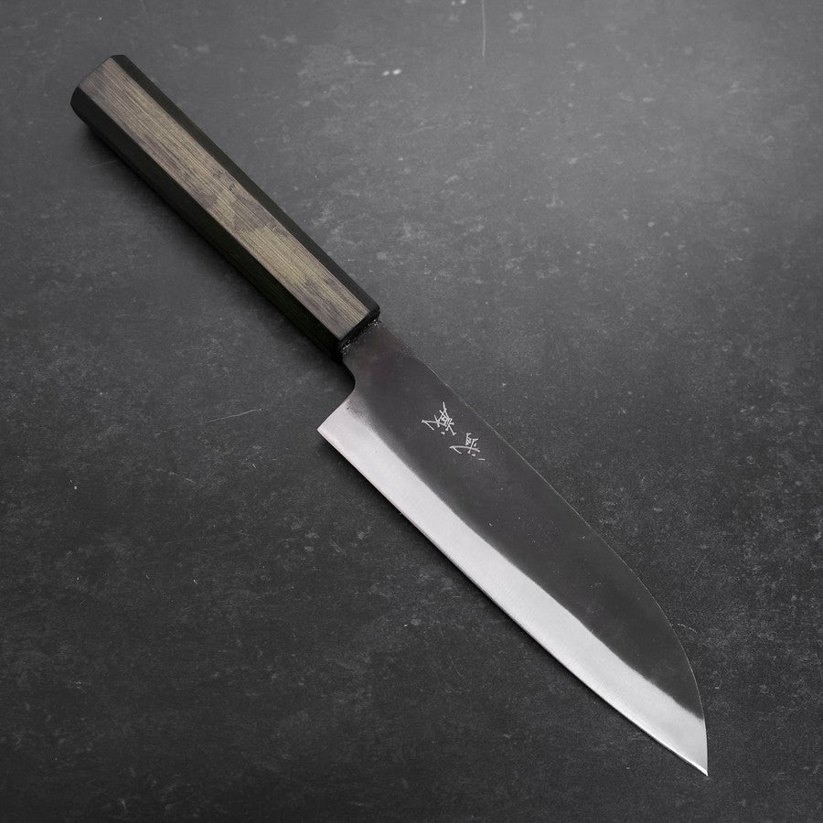 Santoku White Steel #2 Kurouchi Green Urushi Handle 165mm