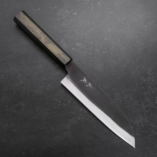 Santoku White Steel #2 Kurouchi Green Urushi Handle 165mm