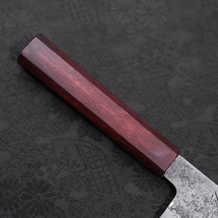 Santoku White Steel #2 Nashiji Stainless Clad Purple Urushi Handle 165mm