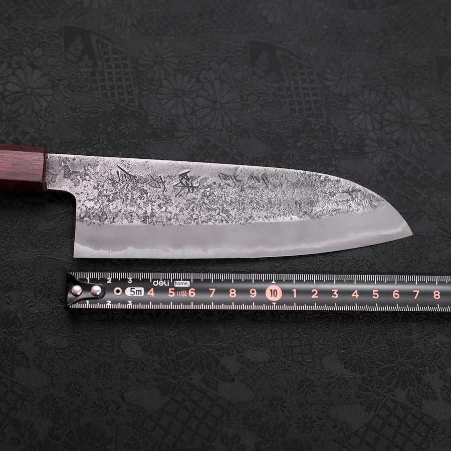 Santoku White Steel #2 Nashiji Stainless Clad Purple Urushi Handle 165mm