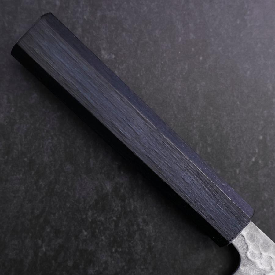Santoku White Steel #2 Tsuchime Dark Blue Urushi Handle 165mm