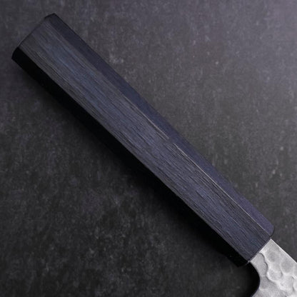 Santoku White Steel #2 Tsuchime Dark Blue Urushi Handle 165mm