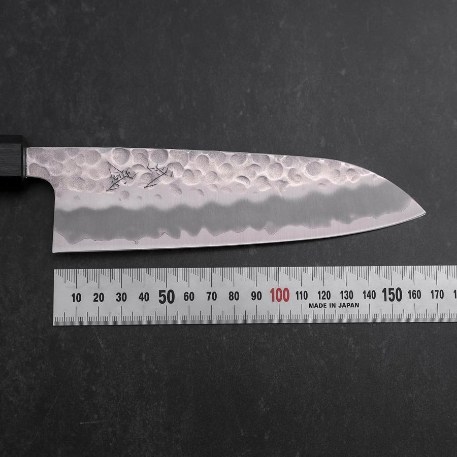 Santoku White Steel #2 Tsuchime Dark Blue Urushi Handle 165mm