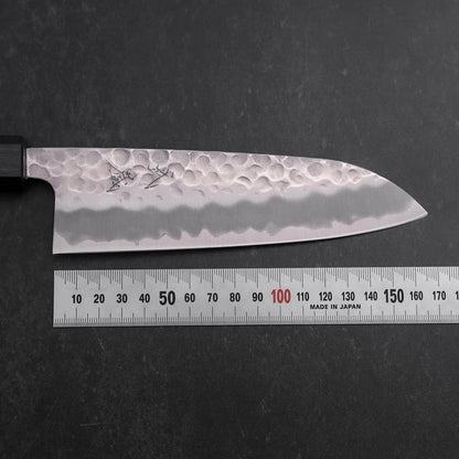 Santoku White Steel #2 Tsuchime Dark Blue Urushi Handle 165mm