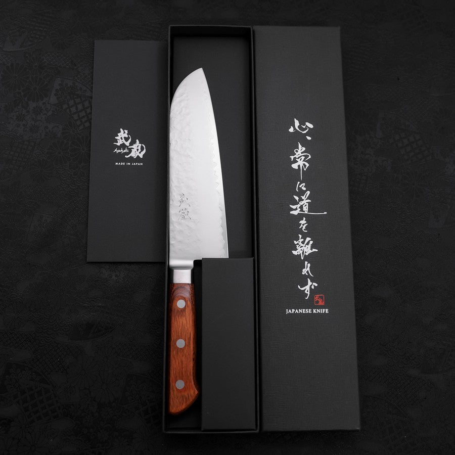 Santoku knife VG-5 Tsuchime Western Mahogany Handle 175mm