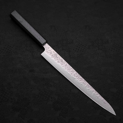 Sujihiki AUS-10 Nashiji Damascus Dark Blue Urushi Handle 240mm
