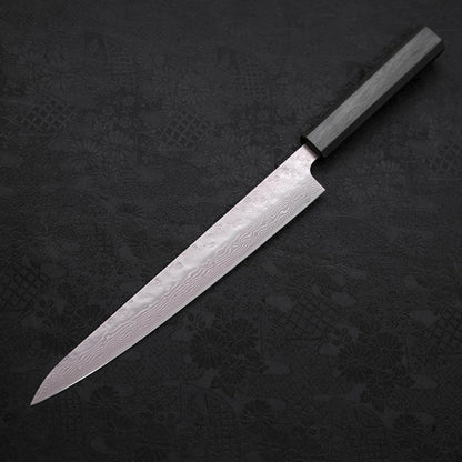 Sujihiki AUS-10 Nashiji Damascus Green Urushi Handle 240mm