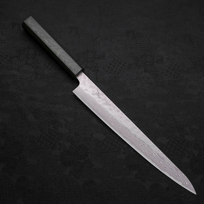 Sujihiki AUS-10 Nashiji Damascus Green Urushi Handle 240mm
