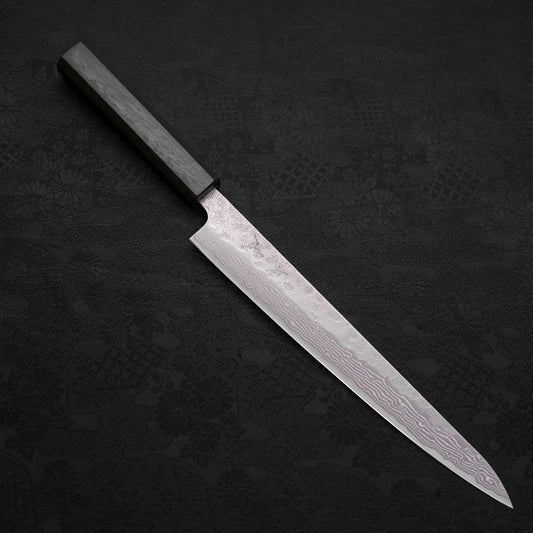 Sujihiki AUS-10 Nashiji Damascus Green Urushi Handle 240mm