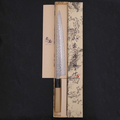 Sujihiki AUS-10 Tsuchime Damascus Buffalo Magnolia Handle 270mm