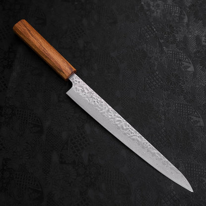Sujihiki AUS-10 Tsuchime Damascus Oak Handle 240mm