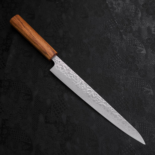 Sujihiki AUS-10 Tsuchime Damascus Oak Handle 240mm