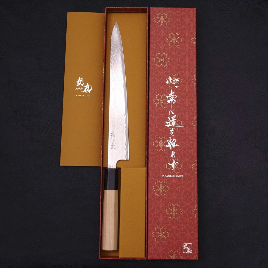 Sujihiki AUS-10 Wave Damascus Buffalo Magnolia Handle 240mm