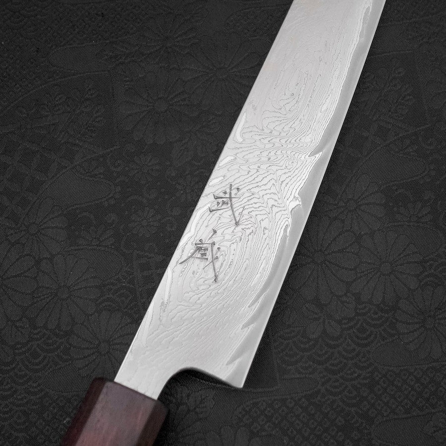 Sujihiki AUS-10 Wave Damascus Purple Urushi Handle 240mm