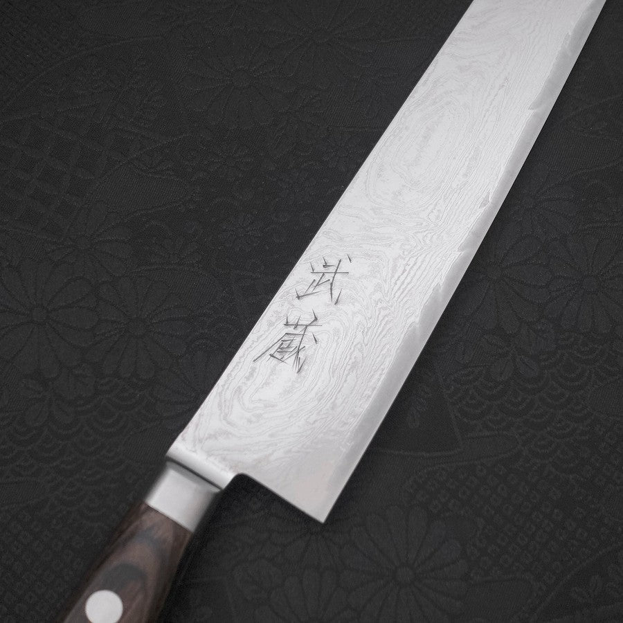Sujihiki AUS-10 Wave Nickel Damascus Western Handle 240mm