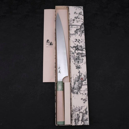 Sujihiki Blue Super Polished Maple Green Handle 270mm