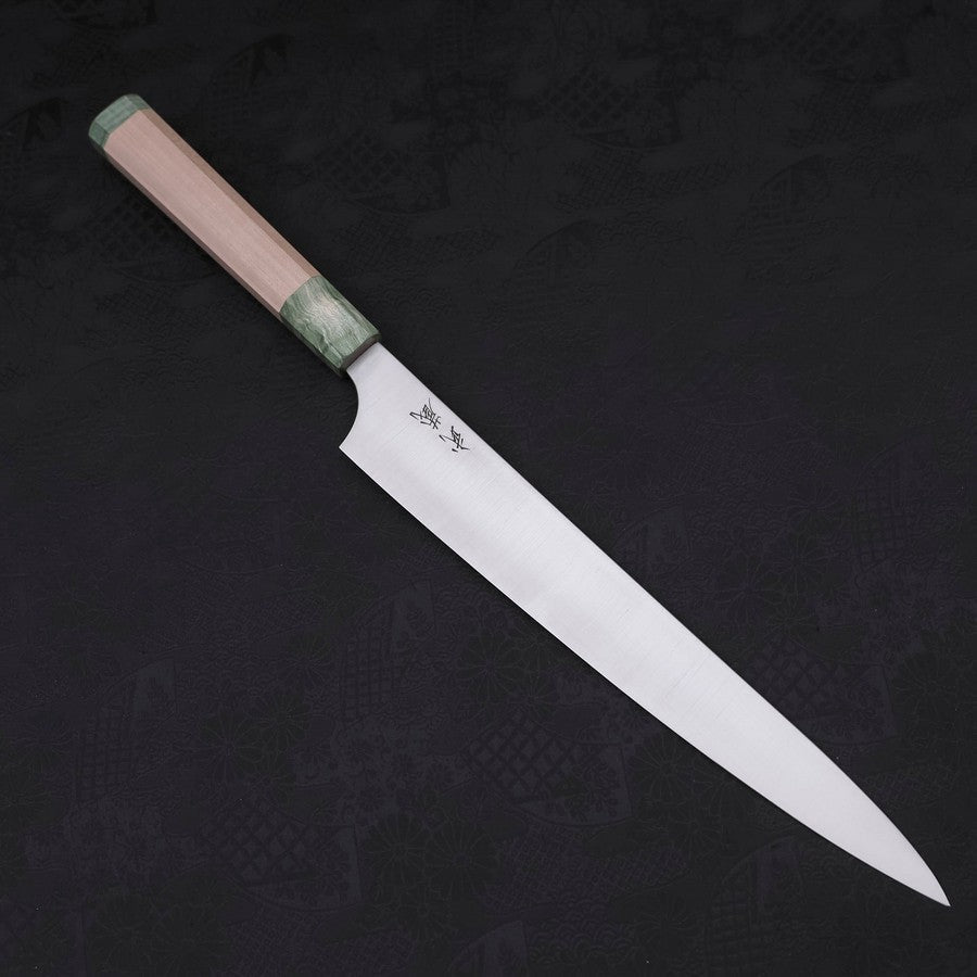 Sujihiki Blue Super Polished Maple Green Handle 270mm