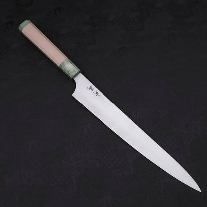 Sujihiki Blue Super Polished Maple Green Handle 270mm