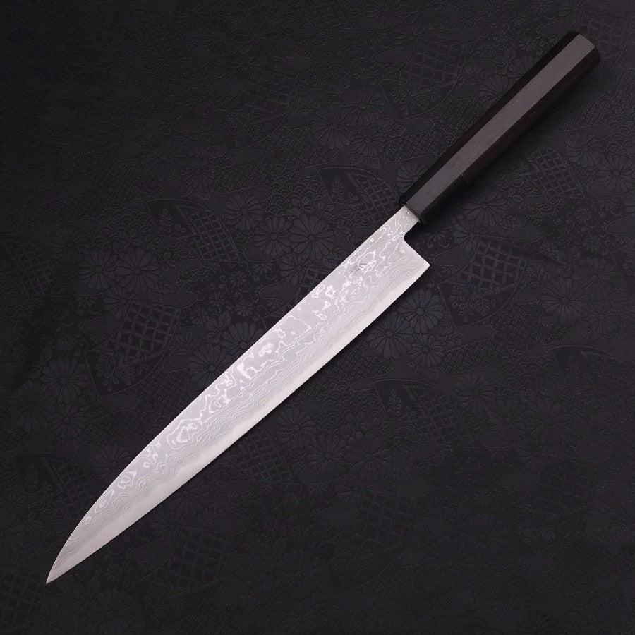 Sujihiki Blue Steel #2 Damascus Buffalo Ebony Handle 270mm