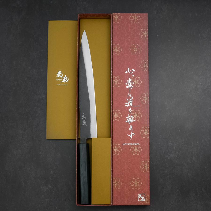 Sujihiki Blue Steel #2 Kurouchi Dark Blue Urushi Handle 240mm