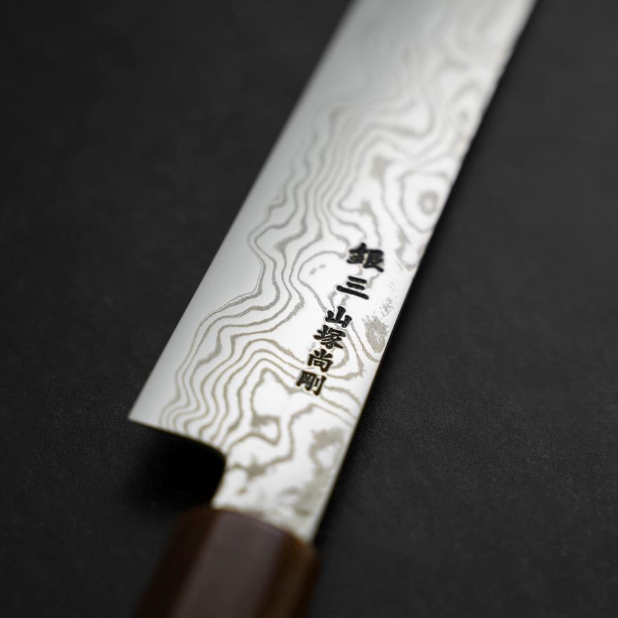 Sujihiki Silver Steel #3 Nickel Damascus Buffalo Turquoise Handle 270mm