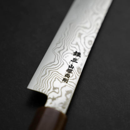 Sujihiki Silver Steel #3 Nickel Damascus Buffalo Turquoise Handle 270mm