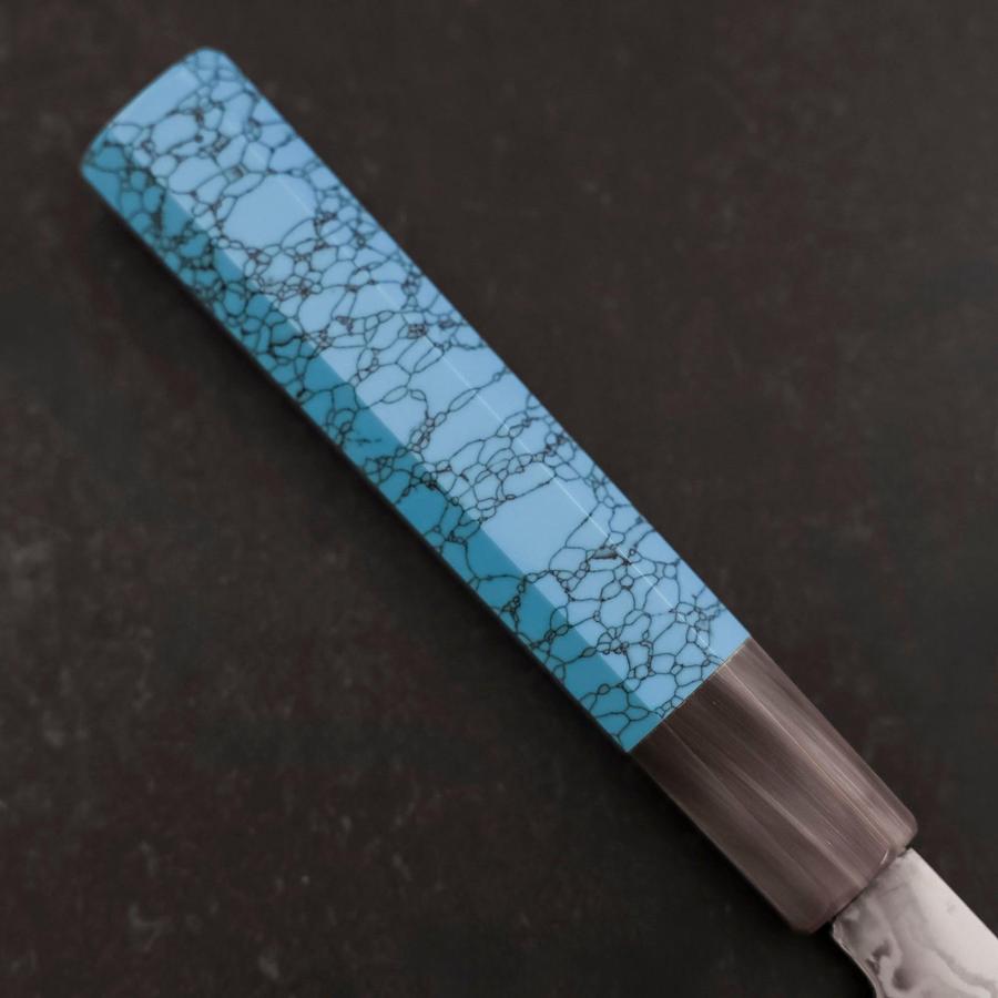 Sujihiki Silver Steel #3 Nickel Damascus Buffalo Turquoise Handle 270mm