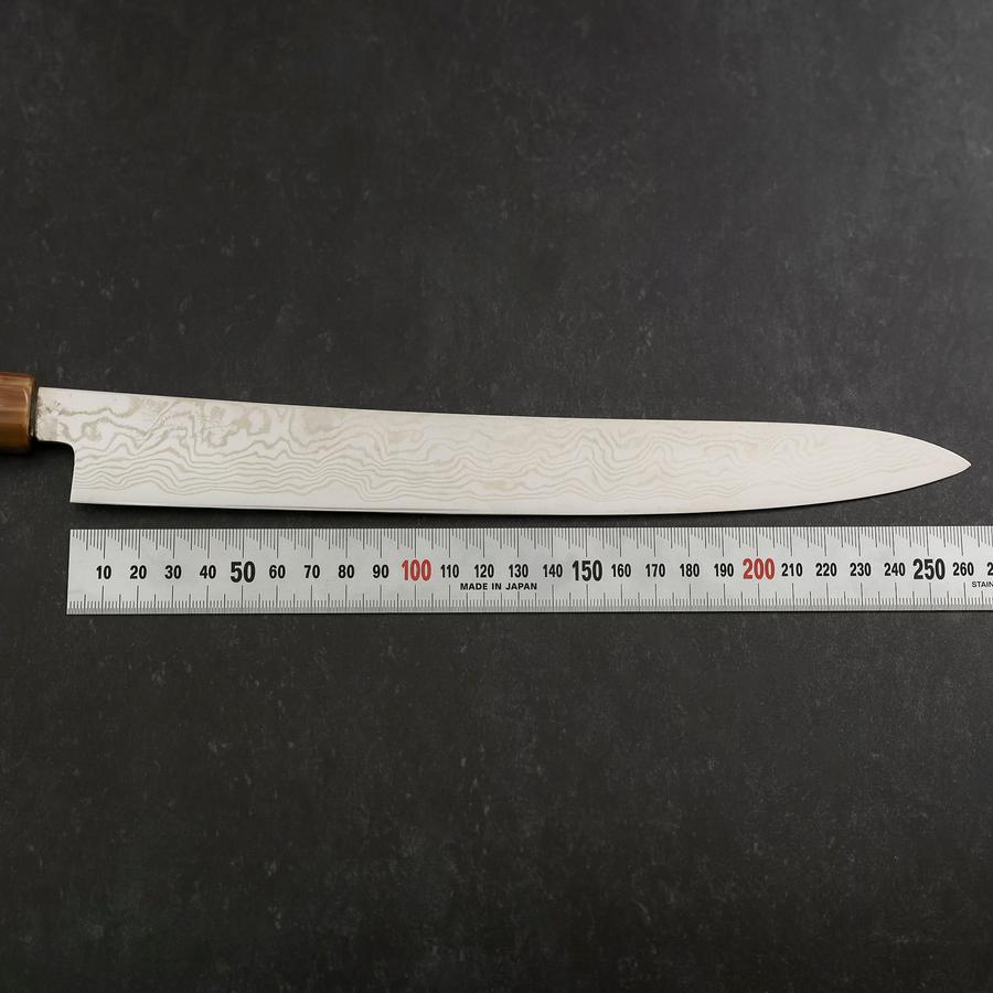 Sujihiki Silver Steel #3 Nickel Damascus Buffalo Turquoise Handle 270mm