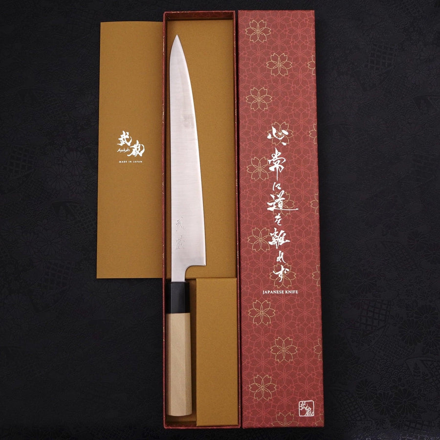 Sujihiki Silver Steel #3 Polished Buffalo Magnolia Handle Handle 240mm