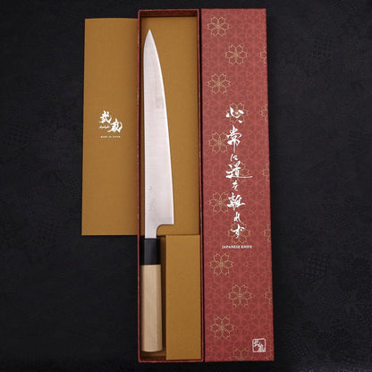 Sujihiki Silver Steel #3 Polished Buffalo Magnolia Handle Handle 240mm