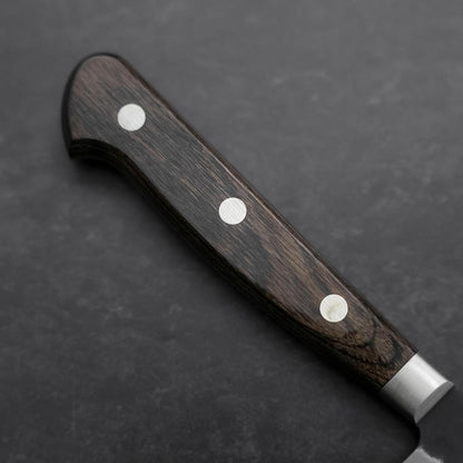 Sujihiki Stainless Clad Blue Super Kurouchi Tsuchime Western Brown Handle 240mm