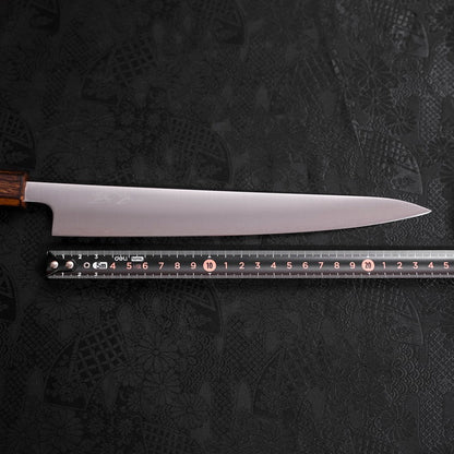 Sujihiki Stainless Clad Blue Super Polished Sumi Urushi Handle 240mm