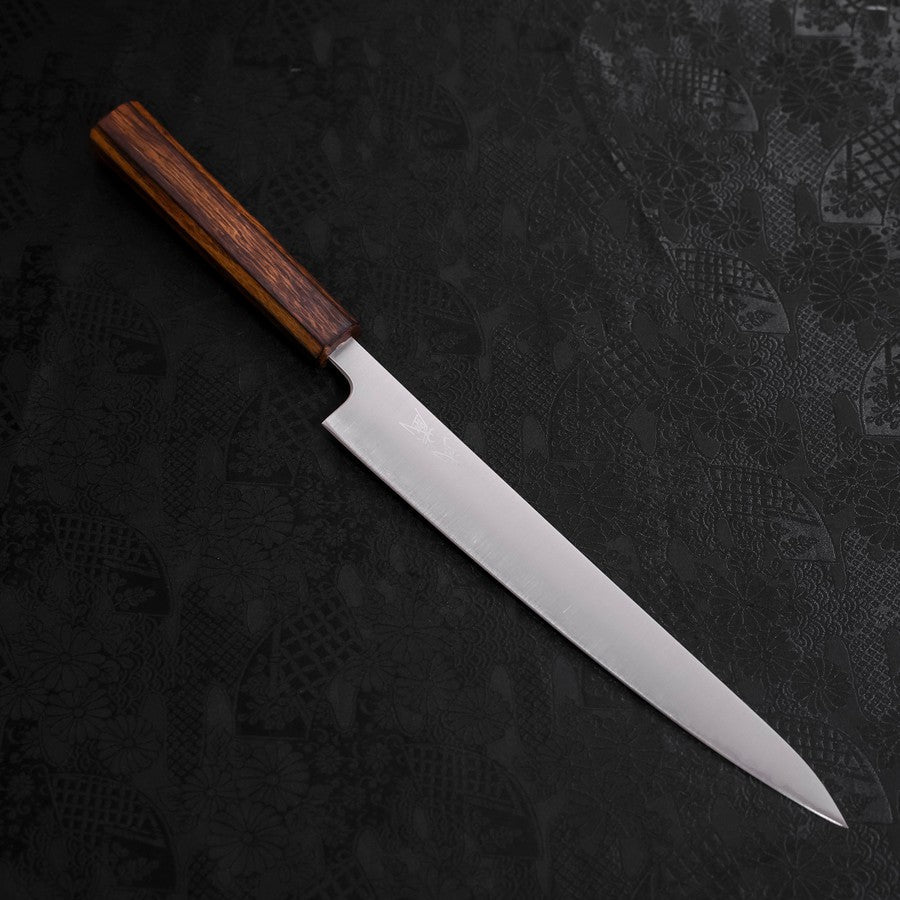 Sujihiki Stainless Clad Blue Super Polished Sumi Urushi Handle 240mm