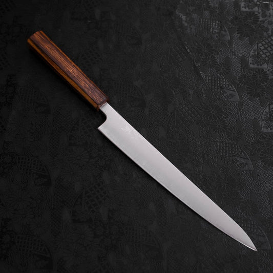 Sujihiki Stainless Clad Blue Super Polished Sumi Urushi Handle 240mm