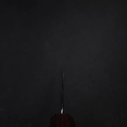 Santoku AUS-10 Mirror Tsuchime Damascus Purple Urushi Handle 165mm