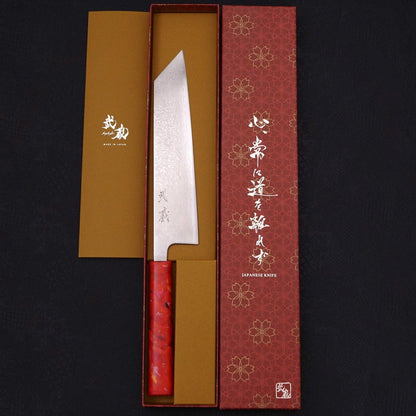 Tsushima Knife Kiritsuke VG-10 Damascus Ocean Red Handle 210mm