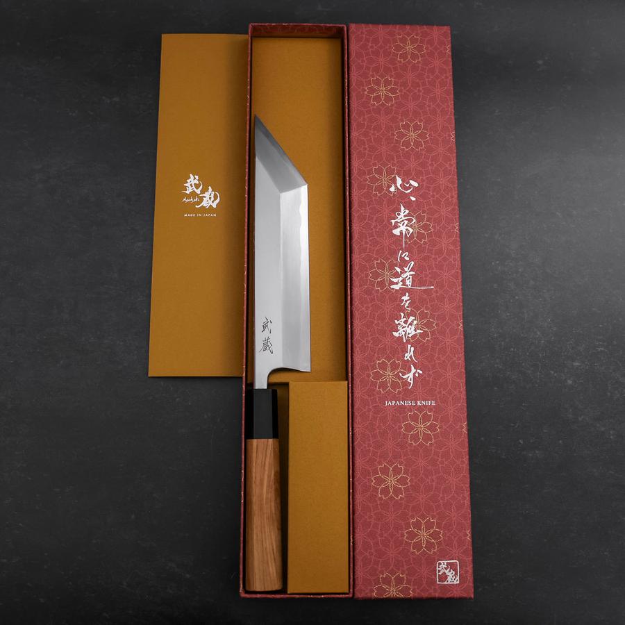Unagisaki (Edo) Blue Steel #1 Hon-Kasumi Buffalo Teak Handle 195mm